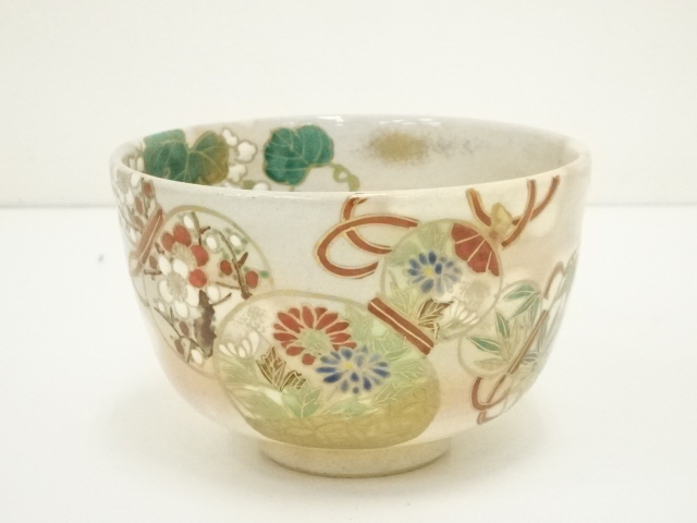 道具 ] - 道具 京焼 花房美峰造 色絵六瓢四季草花茶碗（共箱